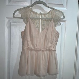 Motivi peplum blouse Sz 4 V neck spaghetti strap back zip lace back detail
